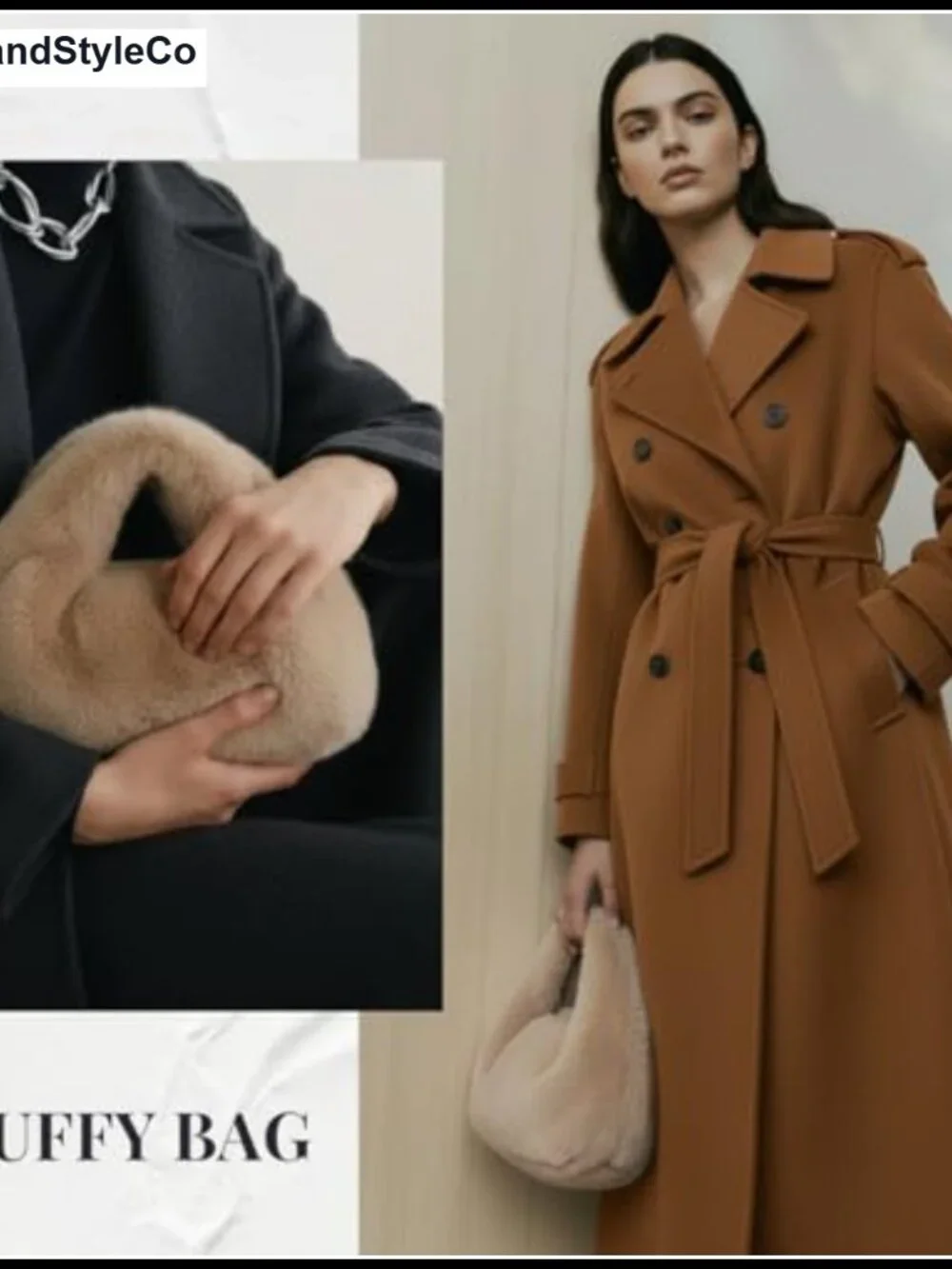 Faux Rabbit Fur Small Crossbody Hobo Bag with Chain Strap